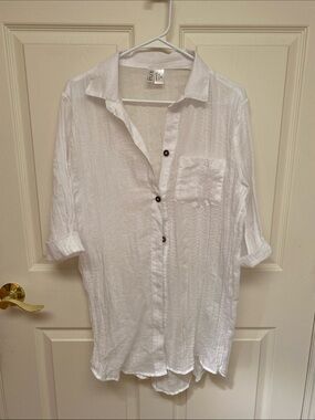 White Sheer Button Down Shirt